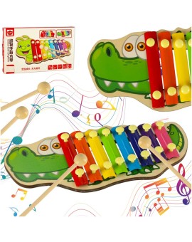 Cymbałki drewniane kolorowe dla dzieci szkolne edukacyjne pałki pałeczki krokodyl