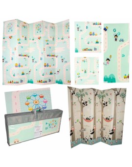 Mata edukacyjna piankowa dwustronna składana pandy ulica 180 x 200cm