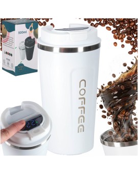 Kubek podróżny LED z ustnikiem 500ml biały