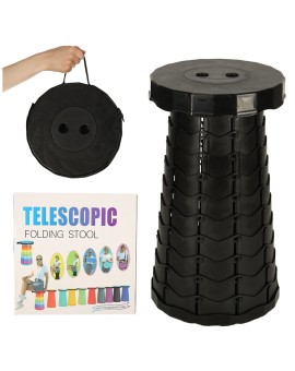 Krzesło składane taboret teleskopowy turystyczny przenośny czarny 200kg