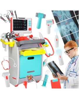 Duży zestaw lekarza stacja medyczna mały doktor ekg rtg światło dźwięk