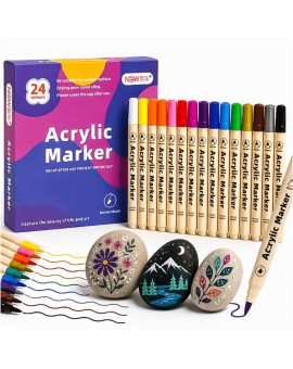 Markery akrylowe do tkanin kamieni pisaki flamastry mazaki wodoodporne DIY 24 szt.