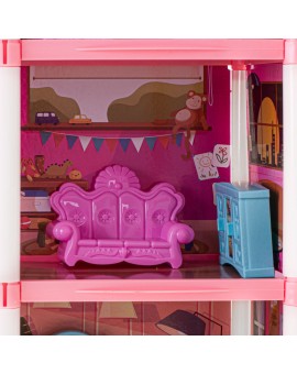 Domek dla lalek willa różowa DIY 4 poziomy mebelki 61cm Kik Sp. z o. o. Sp. k. | Time- 2