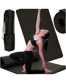 Mata do ćwiczeń jogi gimnastyczna treningowa fitness karimata gruba 1,5cm czarna + pokrowiec