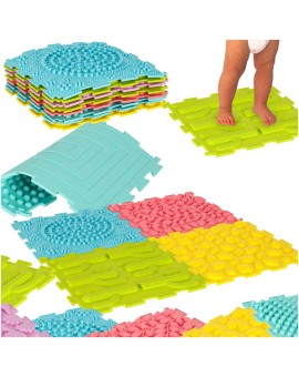 Mata sensoryczna puzzle montessori do masażu stóp 8 elementów pastelowe