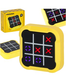 Kółko krzyżyk gra elektroniczna logiczna tic tac toe konsola przenośna żółta