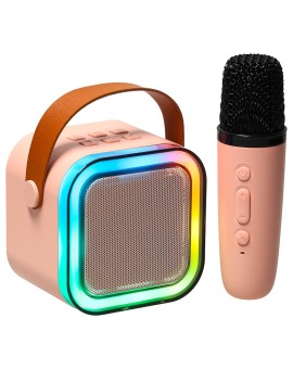 Zestaw do karaoke głośnik Bluetooth mikrofon USB LED różowy Kik Sp. z o. o. Sp. k. | Time- 2