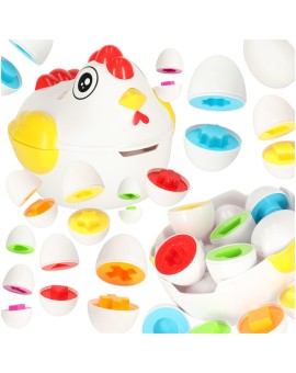 Układanka edukacyjna dopasuj kształty jajka 12 szt. kura