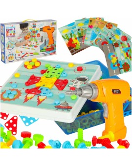 Wkrętarka wiertarka śrubki klocki konstrukcyjne zestaw majsterkowicza walizka 261 elementów