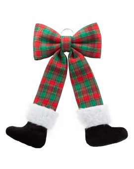 Dużą kokarda z motywem kraty z uroczymi butami