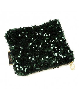 Poszewka na poduszkę 45x45 cm welwetowa kolor zielony dwustronna z cekinami BELISA