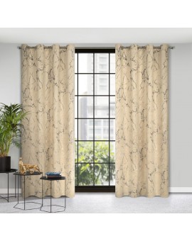 Zasłona welwetowa WERA 140×250 cm – cappuccino z marmurowym nadrukiem