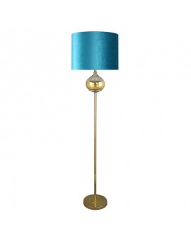 Lampa stojąca LOTOS z welwetowym abażurem i szklanym akcentem – elegancja i harmonia