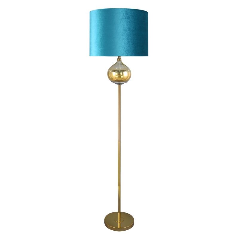 LIMITED COLLECTION Lampa stołowa LOTOS 9 ze szklaną ozdobą z efektem ombre i welwetowym abażurem HARMONIA TURKUSU Eurofirany | T