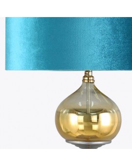 LIMITED COLLECTION Lampa stołowa LOTOS 9 ze szklaną ozdobą z efektem ombre i welwetowym abażurem HARMONIA TURKUSU Eurofirany | T