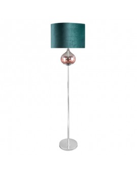 LIMITED COLLECTION Lampa stojąca SALVIA na metalowej podstawie z szklaną kula z efektem ombre z welwetowym abażurem ŚWIEŻOŚĆ SZA