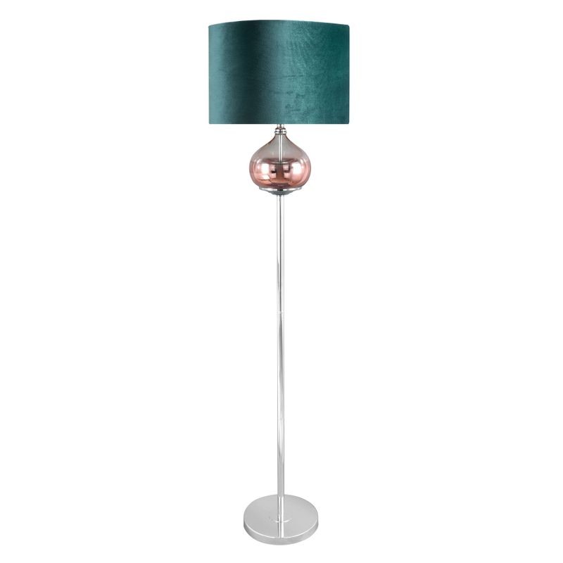 LIMITED COLLECTION Lampa stojąca SALVIA na metalowej podstawie z szklaną kula z efektem ombre z welwetowym abażurem ŚWIEŻOŚĆ SZA