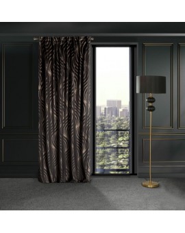 Zasłona VICTORIA 3 z welwetu z geometrycznym złotym wzorem 140x270 cm na taśmie flex