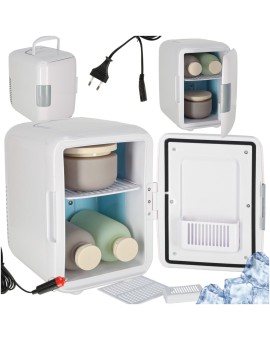 Lodówka turystyczna elektryczna samochodowa mini na jedzenie kosmetyki grzanie chłodzenie 2w1 4L biała