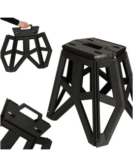 Taboret składany krzesełko turystyczne kempingowe przenośne 40 cm czarny
