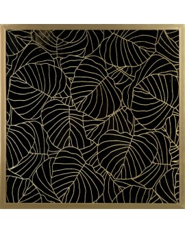 Obraz dekoracyjny LILI 2 – złote liście na czarnym tle w ramie 53×53 cm