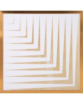 Obraz glamour BLANCA 6 – biało-złoty geometryczny wzór w złotej ramie 53×53 cm