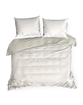 Pościel świąteczna 220x200 cm, kolor beżowy, biały z subtelnym nadrukiem  SNOWFLAKE Eurofirany | Time- 2