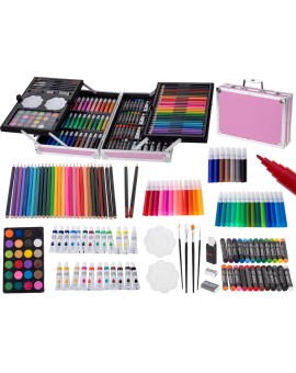 Zestaw plastyczny do malowania w walizce 145el różowy