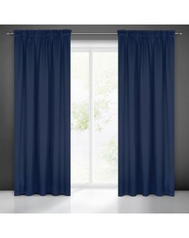 Zasłona granatowa zaciemniająca gładka półmatowa 135x270 cm taśma - LOGAN