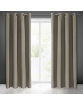 Zasłona ciemnobeżowa zaciemniająca gładka półmatowa 135x250 cm przelotka - LOGAN