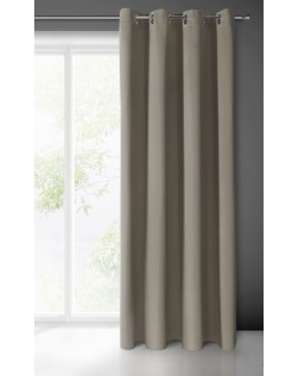 Zasłona ciemnobeżowa zaciemniająca gładka półmatowa 135x250 cm przelotka - LOGAN Eurofirany | Time- 2