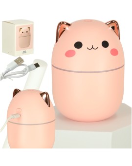 Nawilżacz powietrza dyfuzor do olejków kotek różowy RGB