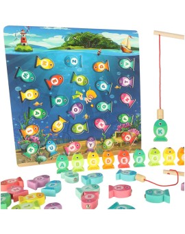 Gra drewniana rybki łowienie rybek na magnes montessori