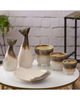 Kot - figurka ceramiczna KATIA w stylu boho z cieniowaniem Eurofirany | Time- 5