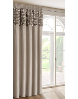 Zasłona Gotowa Roses 13 Na Taśmie 140 X 270 Cm Ciemnobeżowy