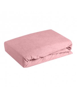Prześcieradło frotte z gumką 180x200 cm z bawełny kolor pudrowy róż 170 g/m2 Design 91