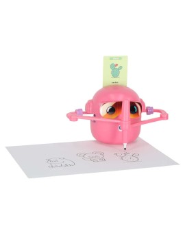 Zabawka interaktywna edukacyjna robot nauka rysowania fiszki mazaki różowy