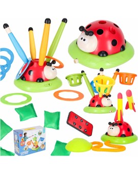 Gra zręcznościowa dla dzieci skakanka wyrzutnia rzut do celu biedronka 4w1