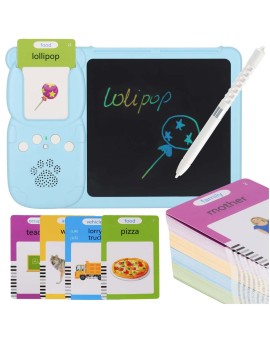 Nauka języka angielskiego czytnik kart do nauki słówek fiszki znikopis niebieski