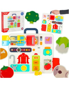 Tablica manipulacyjna sensoryczna montessori kuchnia zegar światło dźwięk