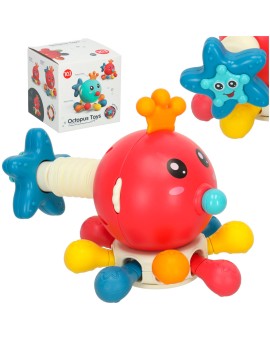 Zabawka sensoryczna gryzak dla niemowląt ośmiornica Bibi-inn czerwona