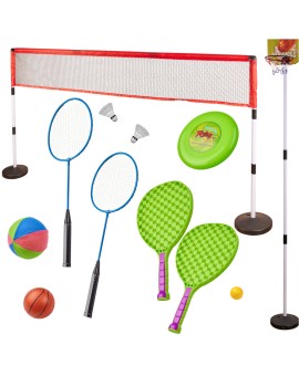 Zestaw sportowy 5w1 badminton koszykówka siatkówka tenis frisbee