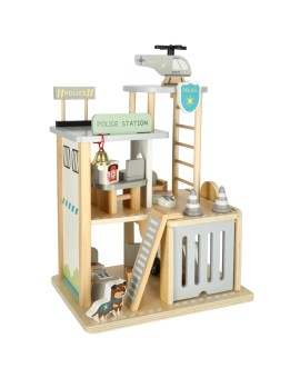 Parking drewniany garaż komisariat policji tor + radiowóz helikopter