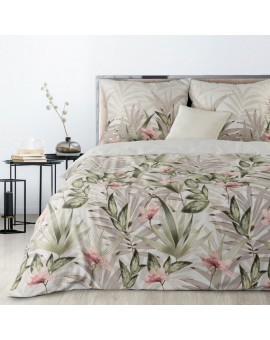 EUROFIRANY CLASSIC SATIN Komplet pościeli SPRING 08 z wysokiej jakości satyny bawełnianej z nadrukiem egzotycznych liści i kwiat