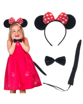 Opaska myszka z kokardą + muszka + ogonek strój przebranie