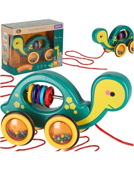 Żółwik do ciągania na sznurku zabawka sensoryczna mobilna grzechotka