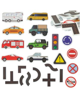 Zabawka do kąpieli wanny wodna dla dzieci naklejki piankowe autka ulica puzzle 23 el.