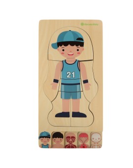 Puzzle drewniane warstwowe budowa ciała montessori chłopiec Kik Sp. z o. o. Sp. k. | Time- 2