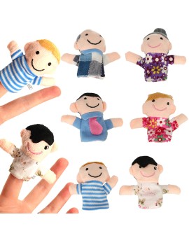 Pacynki palczatki pluszowe kukiełki na palce rodzinka teatrzyk zestaw 6 sztuk