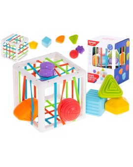 Kostka sensoryczna elastyczna układanka sorter kształtów zabawka wtykana 7 el.